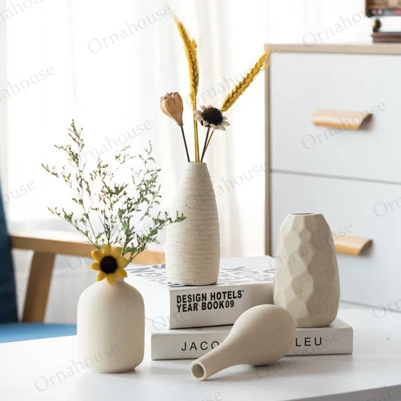 Nordic Ceramic Vase for Creative Flower Arrangement Hydroponic Plant Tabletop Living Room Decor Modern Minimalist Style