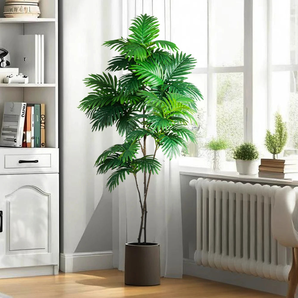 70-135Cm Large Artificial Palm Tree Fake Tropical Plants Green Monstera Leaves Plastic Banyan Tree for Garden Home Office Decor