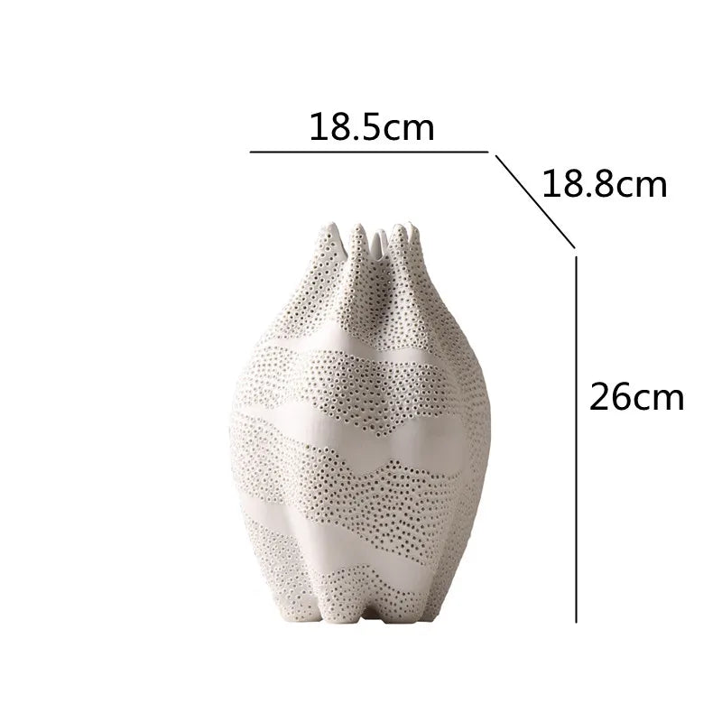 Ceramic Vase Hole Hollow Out Dot Pattern Handmade Ceramic Ceramic Crafts Flower Vase Abstract Geometric Home Decoration
