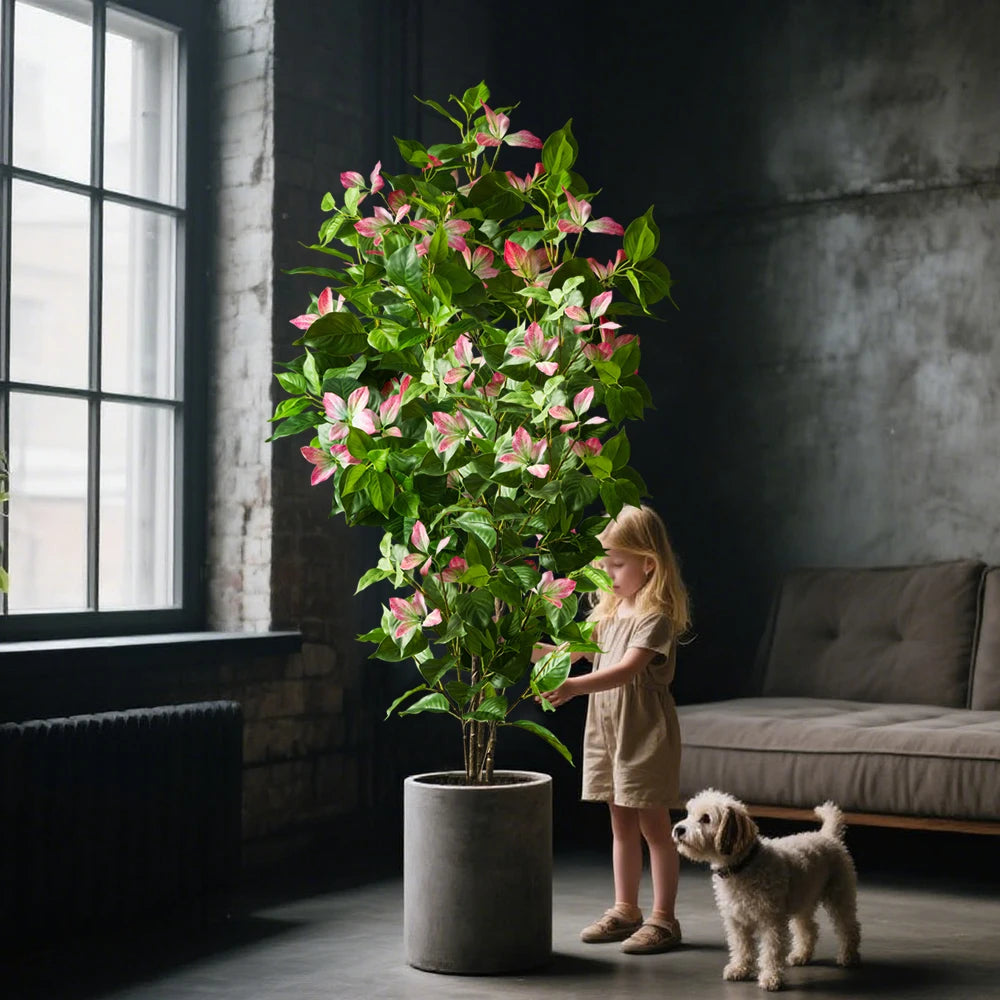 82-144Cm Large Artificial Ficus Tree Fake Magnolia Plants Branch Tall Banyan Tree Faux Nandina Tree Rubber for Home Garden Decor