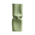 Green Ceramic Vase Abstract Hollow Flat Flower Vase Ceramic Handicraft Flower Vase Terrarium Home Decoration Accessories