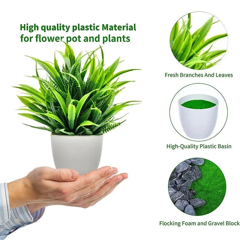1PC Artificial Plant with Plastic Pot for Home Office Desk Living Room Bedroom Decor Fake Greenery No Maintenance Required