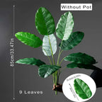 85-115Cm Large Artificial Plants Bird of Paradise Tree Tropical Fake Banana Leaves Plastic Palm Plants for Home Garden Decor