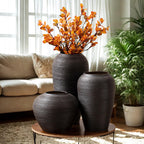 Modern Black Ceramic Vase – Nordic Minimalist Tall Floor & Table Decor