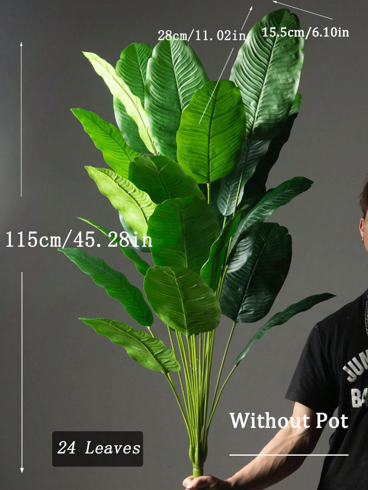 85-115Cm Tropical Artificial Plants, Large Fake Banana Tree, Plastic Bird of Paradise Plant Branches, Oversized Palm Leaves, for Home Garden Indoor Office Decor, excluding Planter, 1Pc