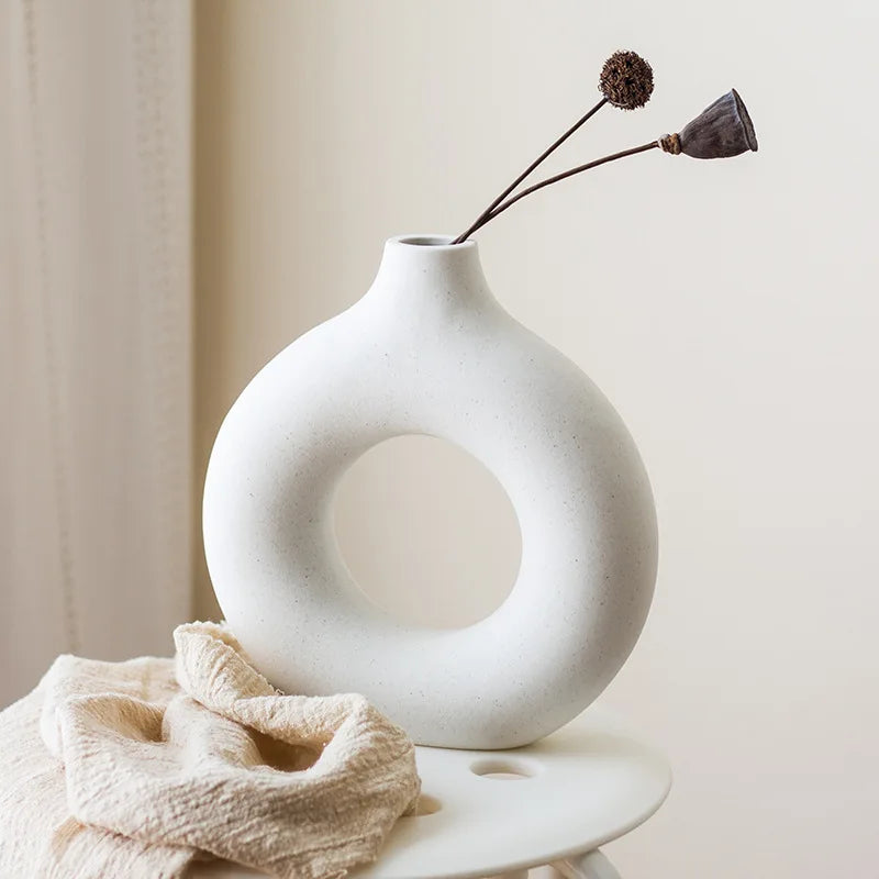 NEW Circle Ceramic Vase Minimalist Decoration Creative and Minimalist Living Room Bedroom Home Tabletop Vase Ceramic Decoration