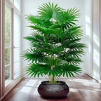 24Leaves 31.5Inch Artificial Plants Large Fake Fan-Leaf Sunflower Tree Plastic Plant Leaves Artificial Jungle Palm Tree for Home