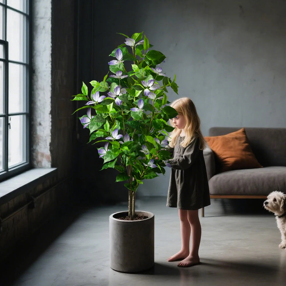 82-144Cm Large Artificial Ficus Tree Fake Magnolia Plants Branch Tall Banyan Tree Faux Nandina Tree Rubber for Home Garden Decor
