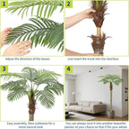 2Pcs Artificial Palm Tree - Tropical Artificial Plants with Sturdy Base, Faux Plants Indoor Outdoor Decor, Large Faux Palm Tree