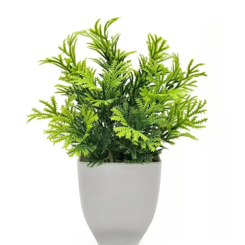 1PC Artificial Plant with Plastic Pot for Home Office Desk Living Room Bedroom Decor Fake Greenery No Maintenance Required