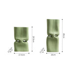 Green Ceramic Vase Abstract Hollow Flat Flower Vase Ceramic Handicraft Flower Vase Terrarium Home Decoration Accessories
