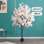 Home Decoration Artificial Cherry Tree Bonsai Wedding Indoor Living Room Floor Fake Plant with Basin Simulated Flower Decoration