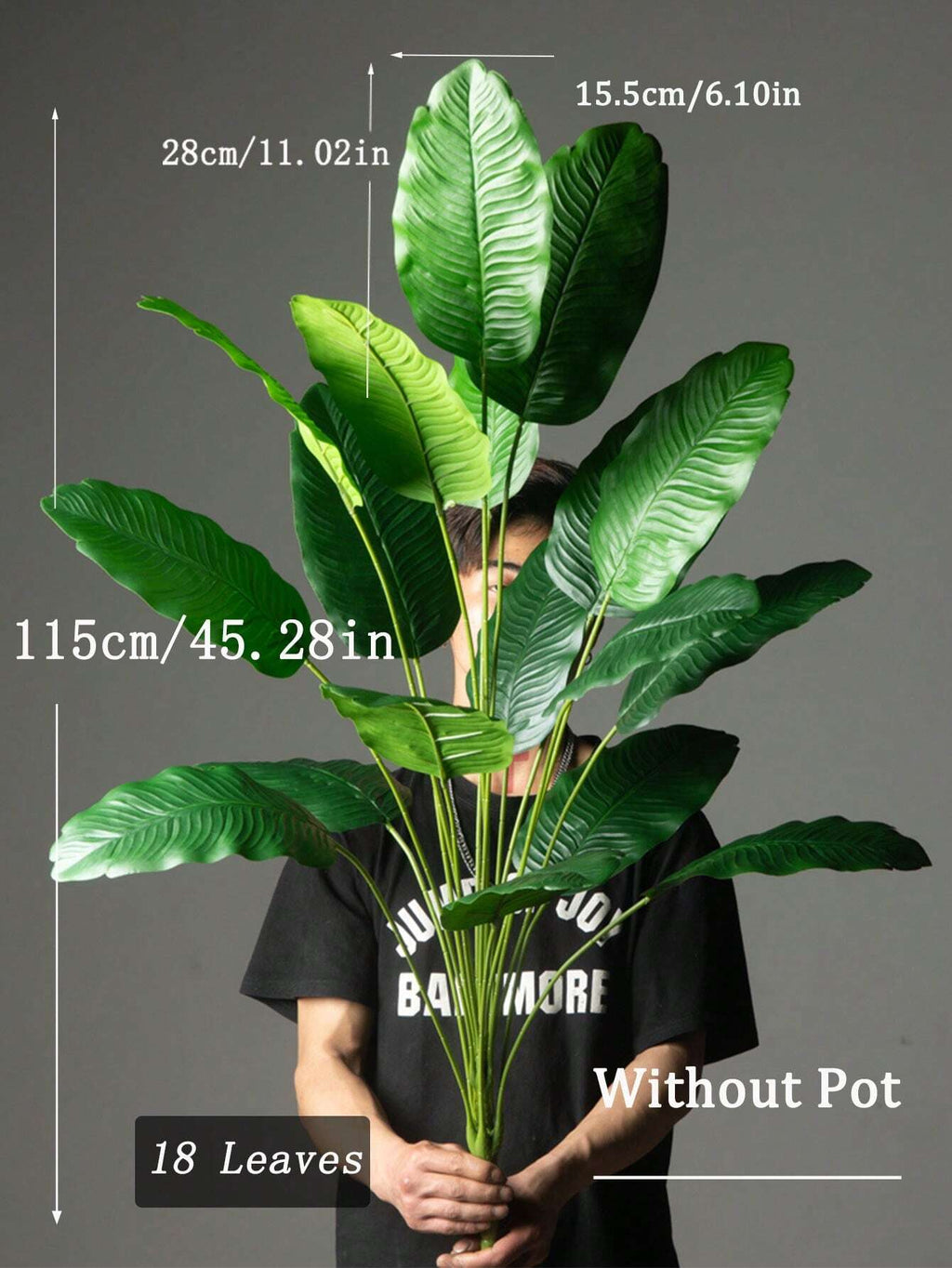 85-115Cm Tropical Artificial Plants, Large Fake Banana Tree, Plastic Bird of Paradise Plant Branches, Oversized Palm Leaves, for Home Garden Indoor Office Decor, excluding Planter, 1Pc