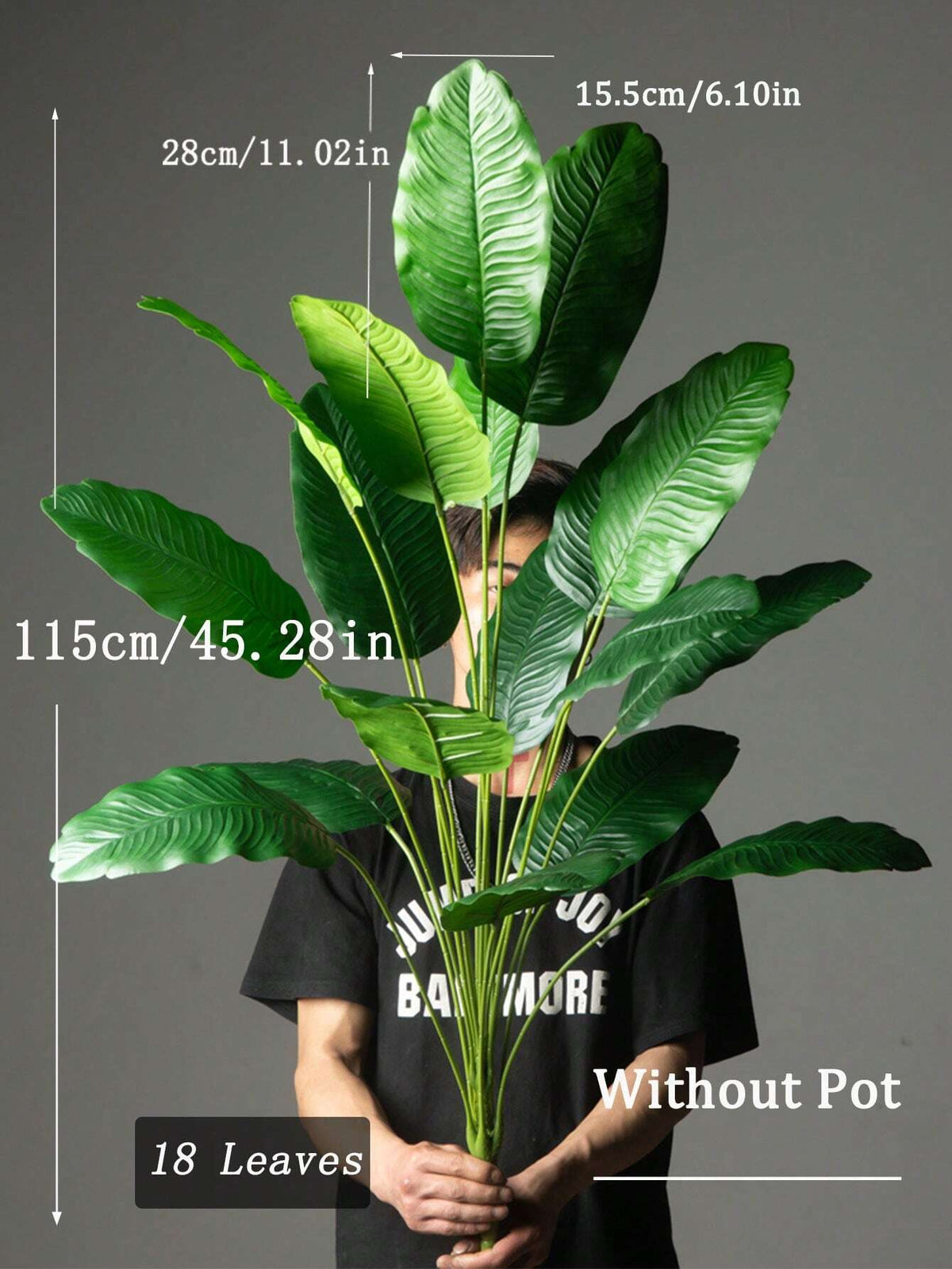85-115Cm Tropical Artificial Plants, Large Fake Banana Tree, Plastic Bird of Paradise Plant Branches, Oversized Palm Leaves, for Home Garden Indoor Office Decor, excluding Planter, 1Pc