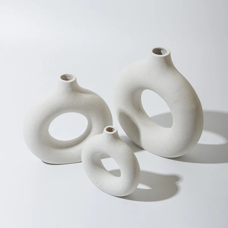 NEW Circle Ceramic Vase Minimalist Decoration Creative and Minimalist Living Room Bedroom Home Tabletop Vase Ceramic Decoration