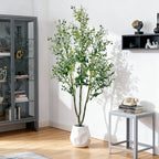 Artificial Olive Tree, Large Faux Olive Plant in Pot with Realistic Leaves & Fruits,5Ft/6Ft Tall Artificial Tree for Home Garden