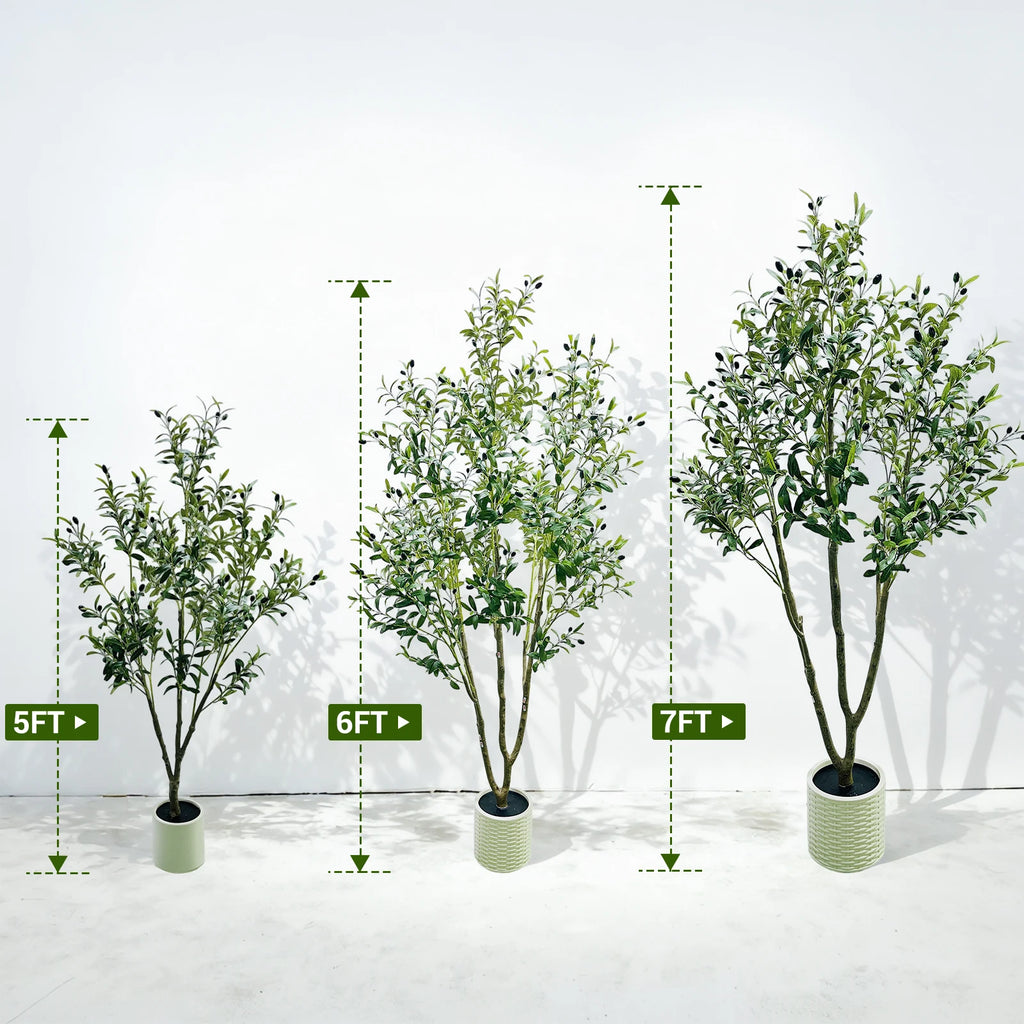 Artificial Olive Tree, Large Faux Olive Plant in Pot with Realistic Leaves & Fruits,5Ft/6Ft Tall Artificial Tree for Home Garden