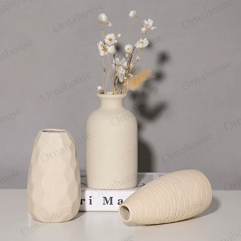 Nordic Ceramic Vase for Creative Flower Arrangement Hydroponic Plant Tabletop Living Room Decor Modern Minimalist Style