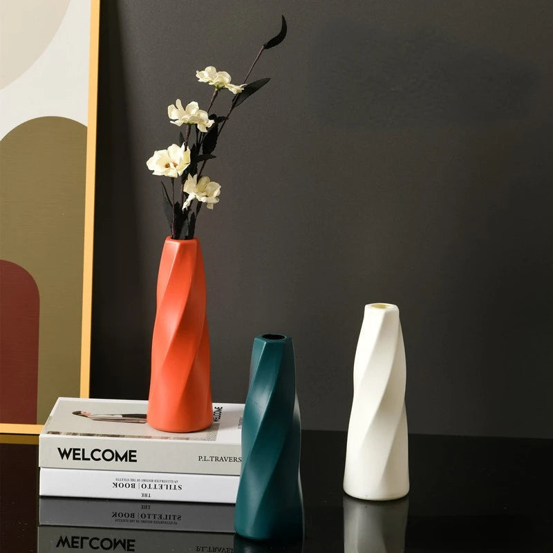 Imitation Ceramic Vase, Nordic Plastic Simulation Vase, Morandi Living Room Decoration, Vase, Hydroponic Creative Vase, Ornament