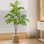 76-140Cm Large Artificial Ficus Tree Branch Fake Lacquer Tree Plastic Banyan Plants Green Tall Palm Leaves for Home Garden Decor