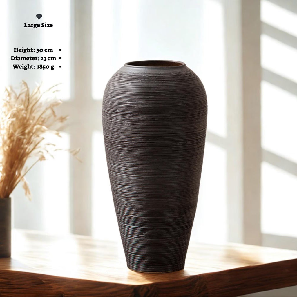 Modern Black Ceramic Vase – Nordic Minimalist Tall Floor & Table Decor