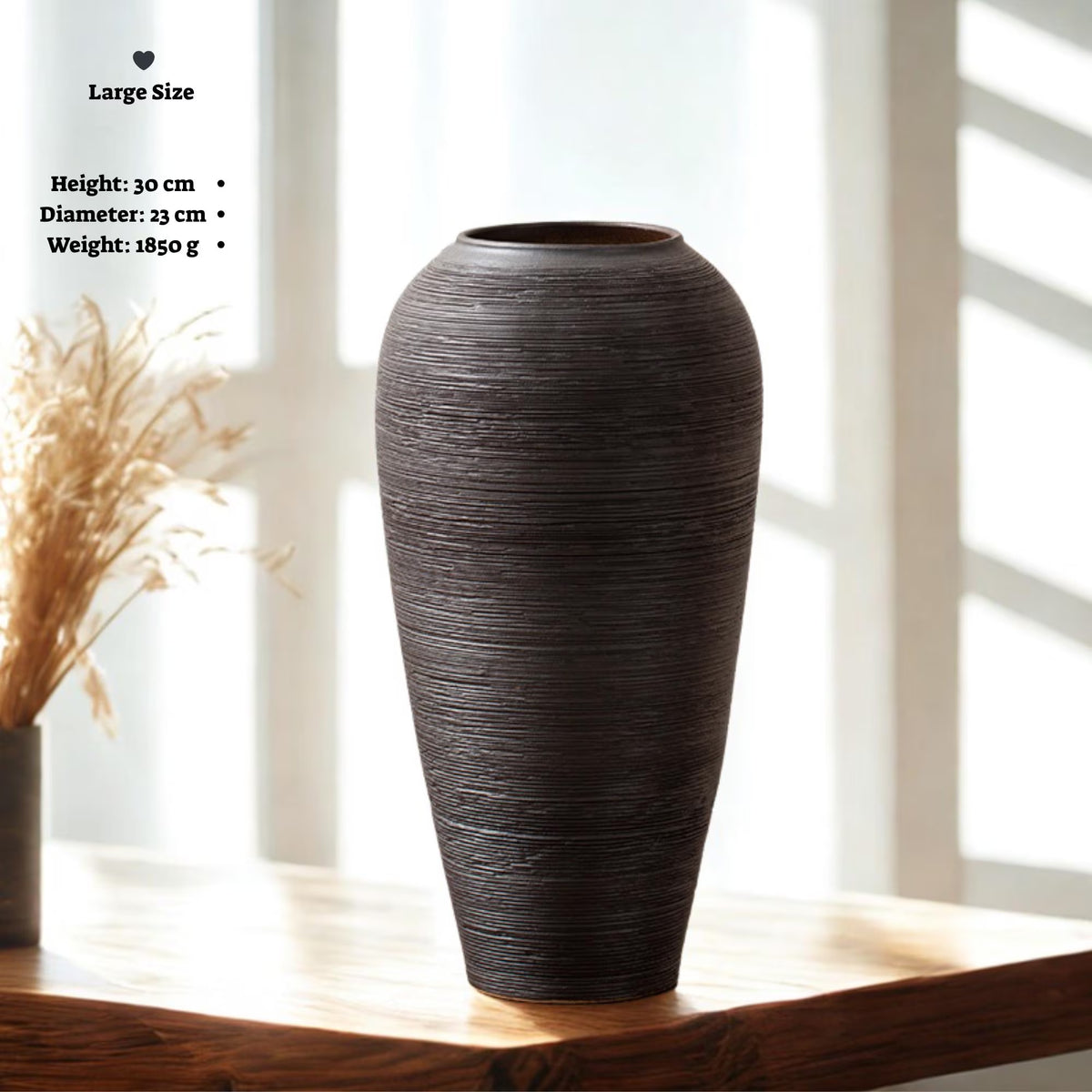Modern Black Ceramic Vase – Nordic Minimalist Tall Floor & Table Decor