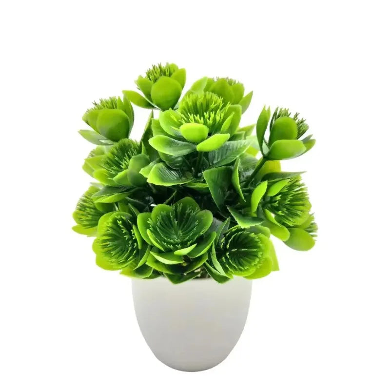 1PC Artificial Plant with Plastic Pot for Home Office Desk Living Room Bedroom Decor Fake Greenery No Maintenance Required