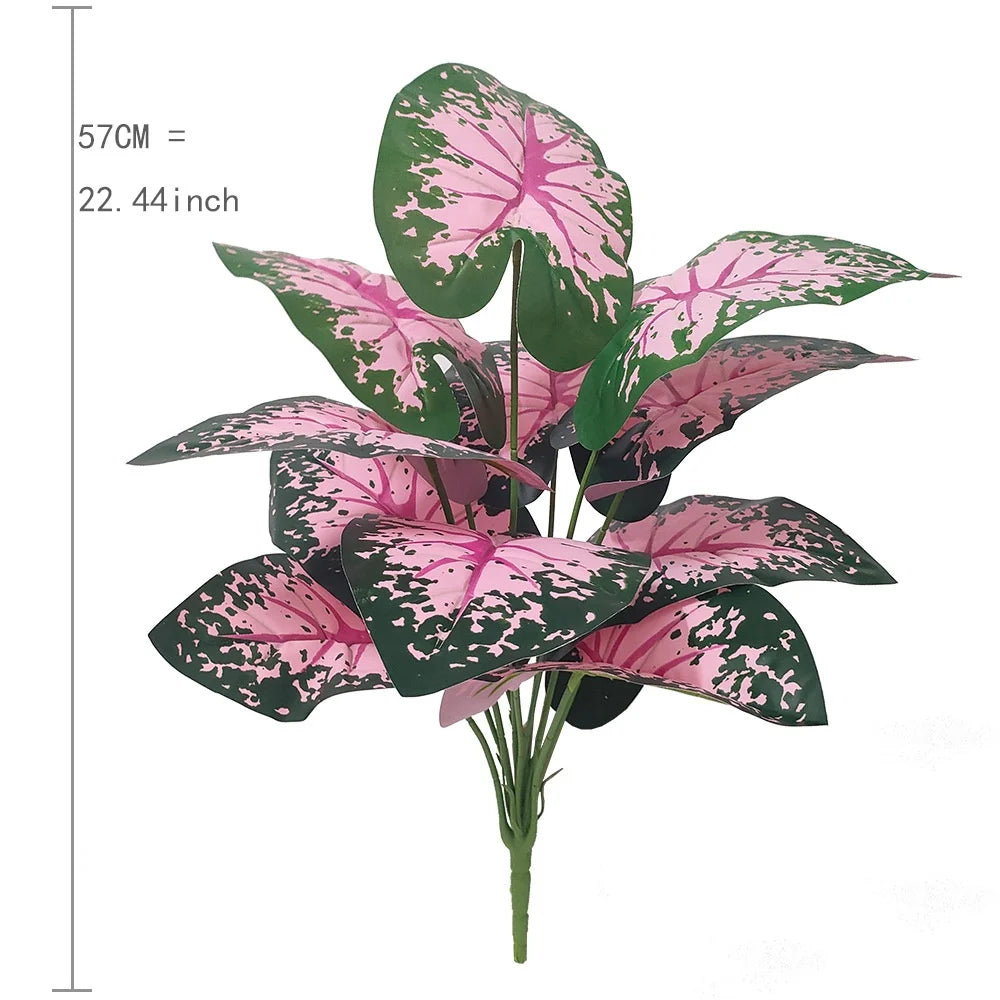 Pink Leaf Potted Plants  Artificial Plants Decoration Artificial Flower for Home Decor Party Wedding Dec