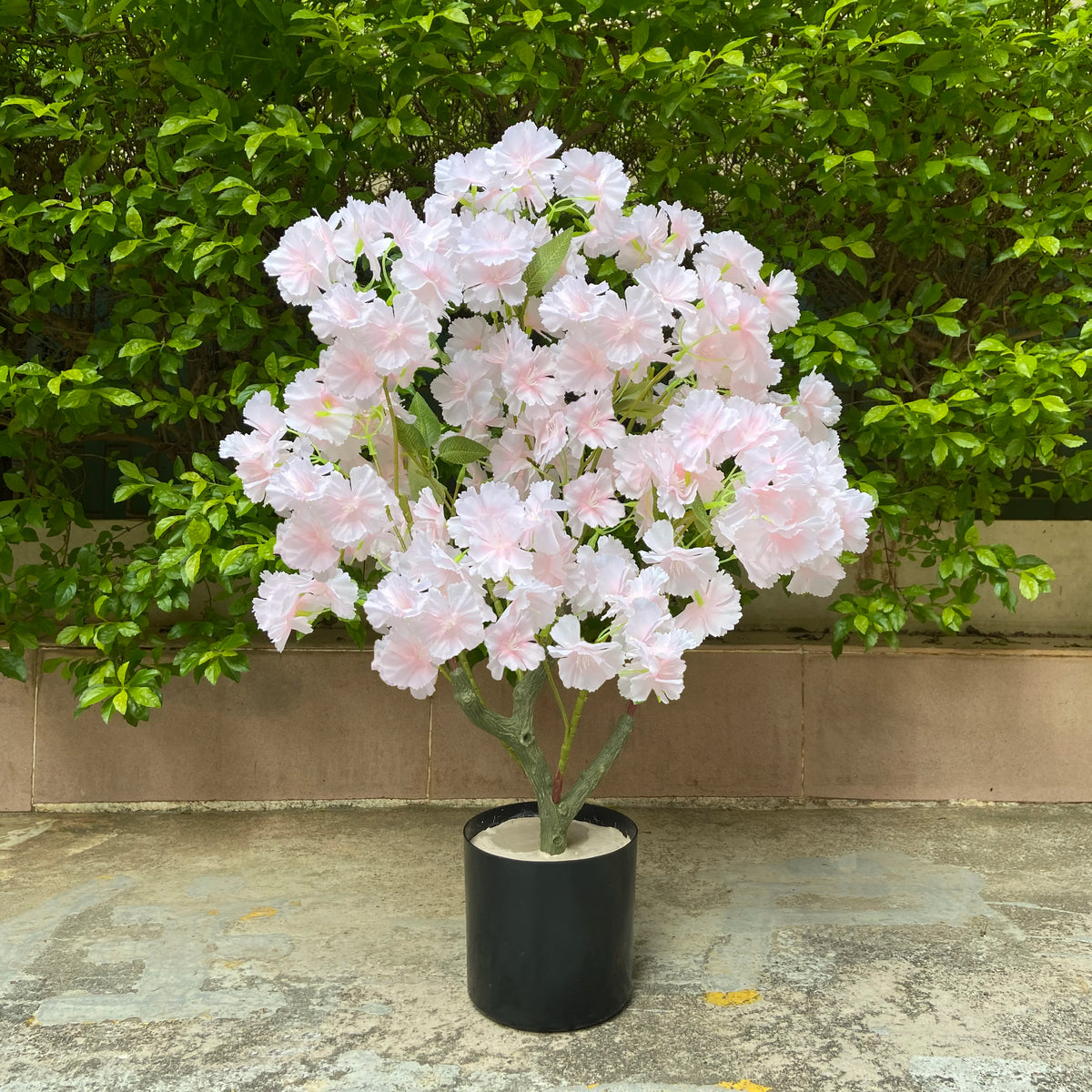 Home Decoration Artificial Cherry Tree Bonsai Wedding Indoor Living Room Floor Fake Plant with Basin Simulated Flower Decoration