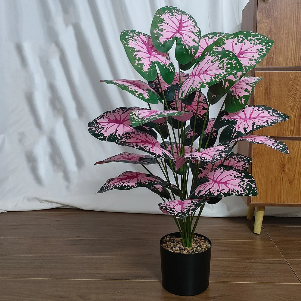 Pink Leaf Potted Plants  Artificial Plants Decoration Artificial Flower for Home Decor Party Wedding Dec