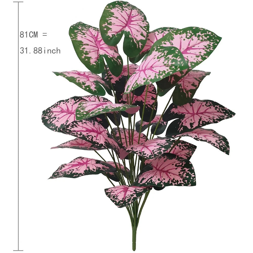 Pink Leaf Potted Plants  Artificial Plants Decoration Artificial Flower for Home Decor Party Wedding Dec