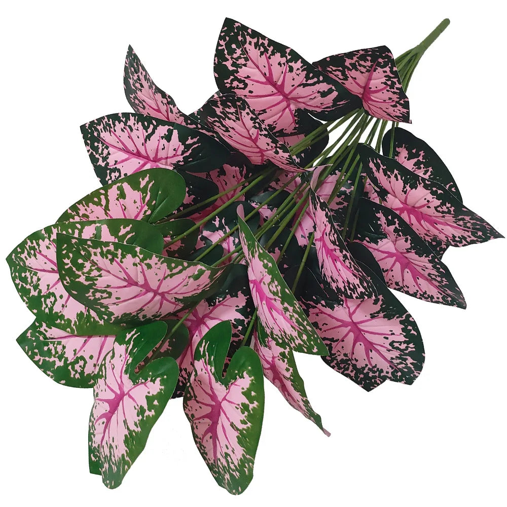 Pink Leaf Potted Plants  Artificial Plants Decoration Artificial Flower for Home Decor Party Wedding Dec