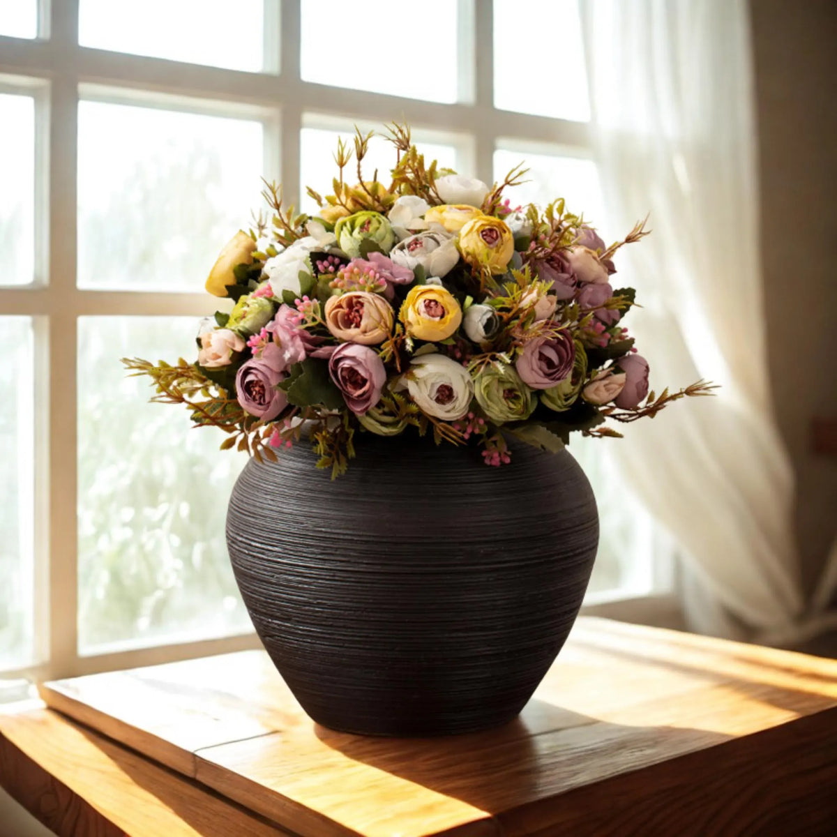 Modern Black Ceramic Vase – Nordic Minimalist Tall Floor & Table Decor