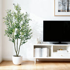 Artificial Olive Tree, Large Faux Olive Plant in Pot with Realistic Leaves & Fruits,5Ft/6Ft Tall Artificial Tree for Home Garden