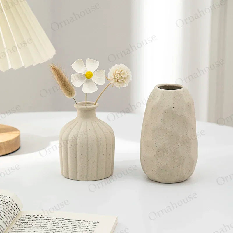 Nordic Ceramic Vase for Creative Flower Arrangement Hydroponic Plant Tabletop Living Room Decor Modern Minimalist Style