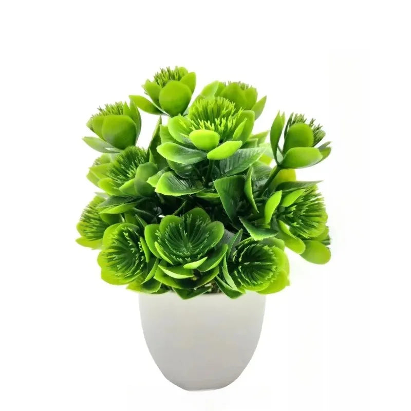 1PC Artificial Plant with Plastic Pot for Home Office Desk Living Room Bedroom Decor Fake Greenery No Maintenance Required