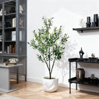Artificial Olive Tree, Large Faux Olive Plant in Pot with Realistic Leaves & Fruits,5Ft/6Ft Tall Artificial Tree for Home Garden