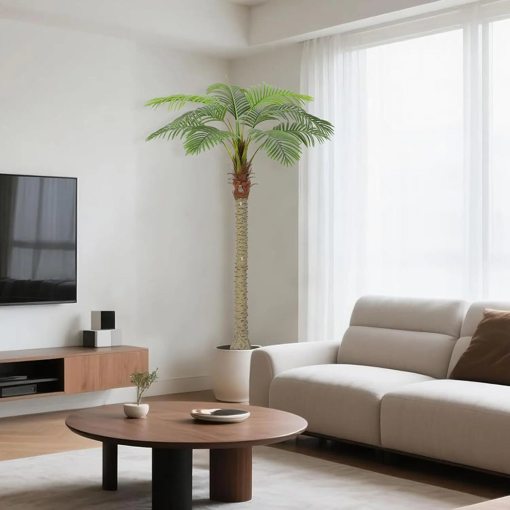 2Pcs Artificial Palm Tree - Tropical Artificial Plants with Sturdy Base, Faux Plants Indoor Outdoor Decor, Large Faux Palm Tree