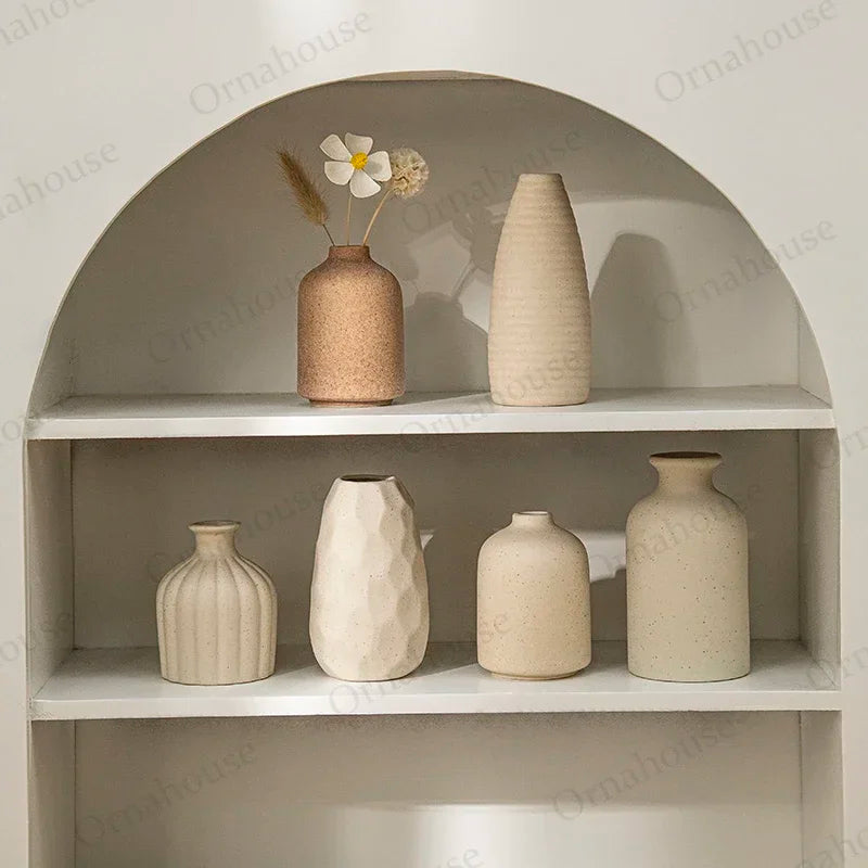 Nordic Ceramic Vase for Creative Flower Arrangement Hydroponic Plant Tabletop Living Room Decor Modern Minimalist Style
