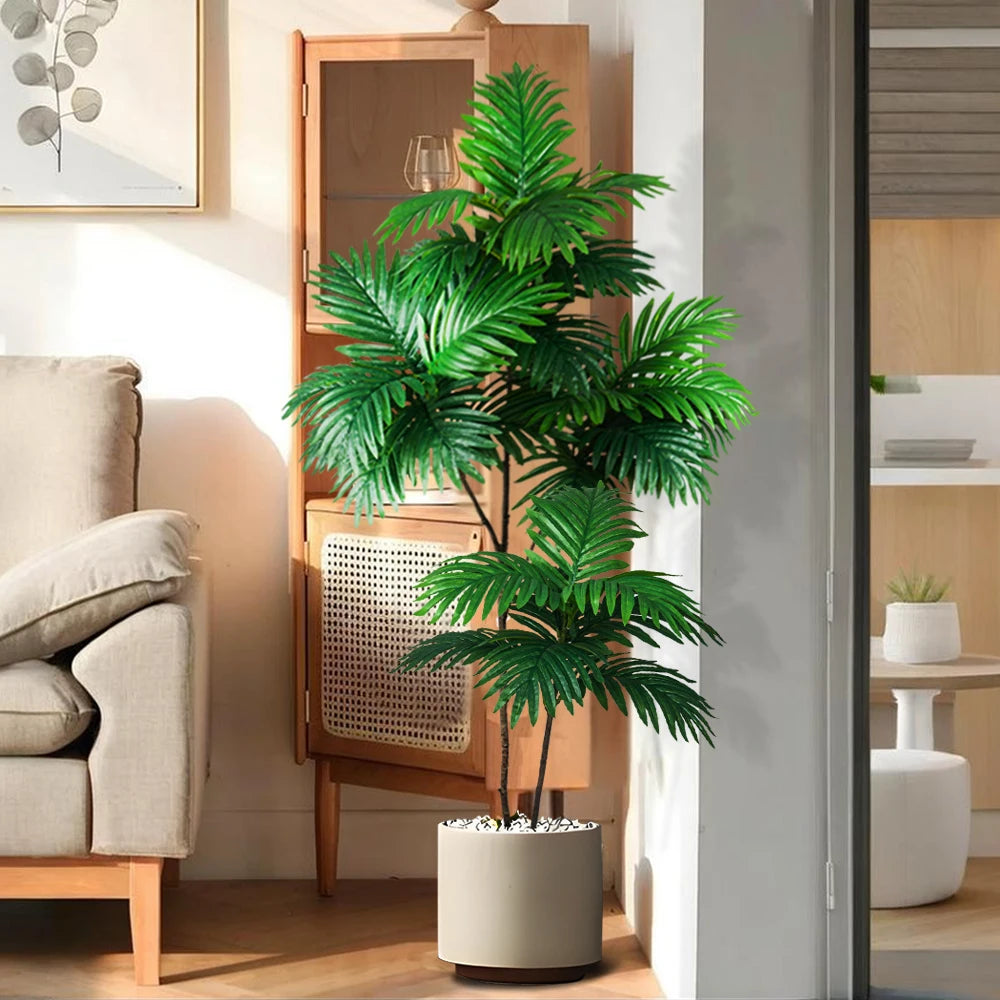 70-135Cm Large Artificial Palm Tree Fake Tropical Plants Green Monstera Leaves Plastic Banyan Tree for Garden Home Office Decor