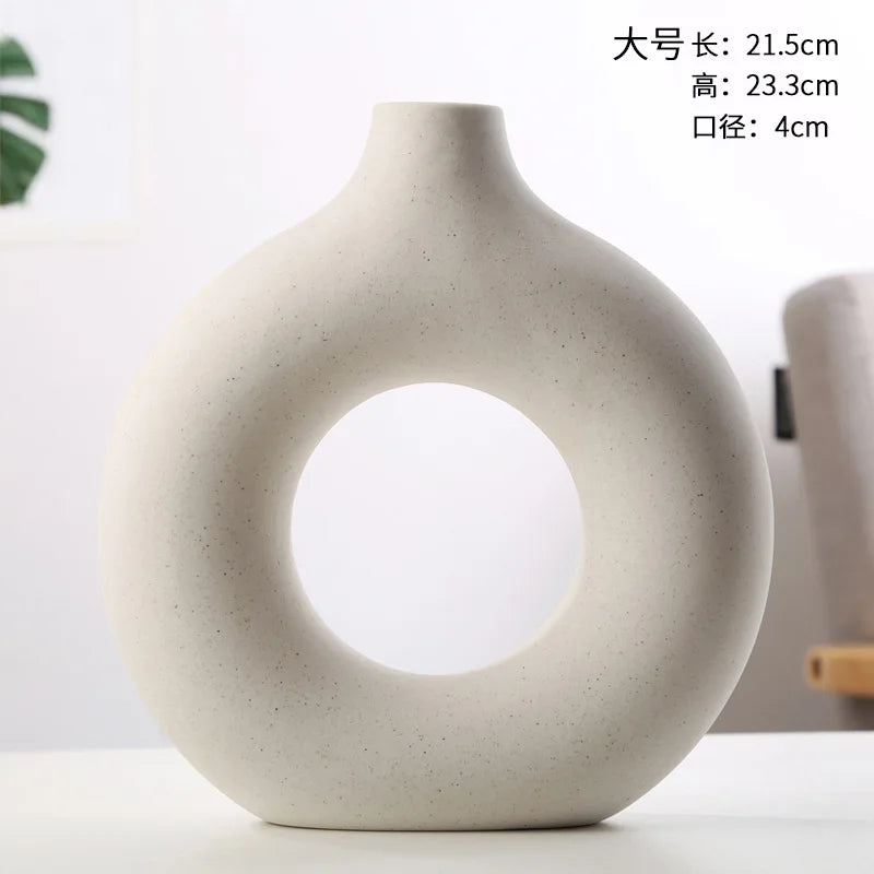 NEW Circle Ceramic Vase Minimalist Decoration Creative and Minimalist Living Room Bedroom Home Tabletop Vase Ceramic Decoration