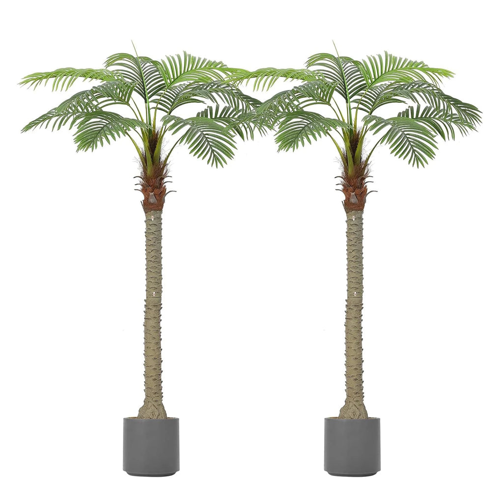 2Pcs Artificial Palm Tree - Tropical Artificial Plants with Sturdy Base, Faux Plants Indoor Outdoor Decor, Large Faux Palm Tree