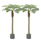 2Pcs Artificial Palm Tree - Tropical Artificial Plants with Sturdy Base, Faux Plants Indoor Outdoor Decor, Large Faux Palm Tree