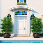 24Leaves 31.5Inch Artificial Plants Large Fake Fan-Leaf Sunflower Tree Plastic Plant Leaves Artificial Jungle Palm Tree for Home