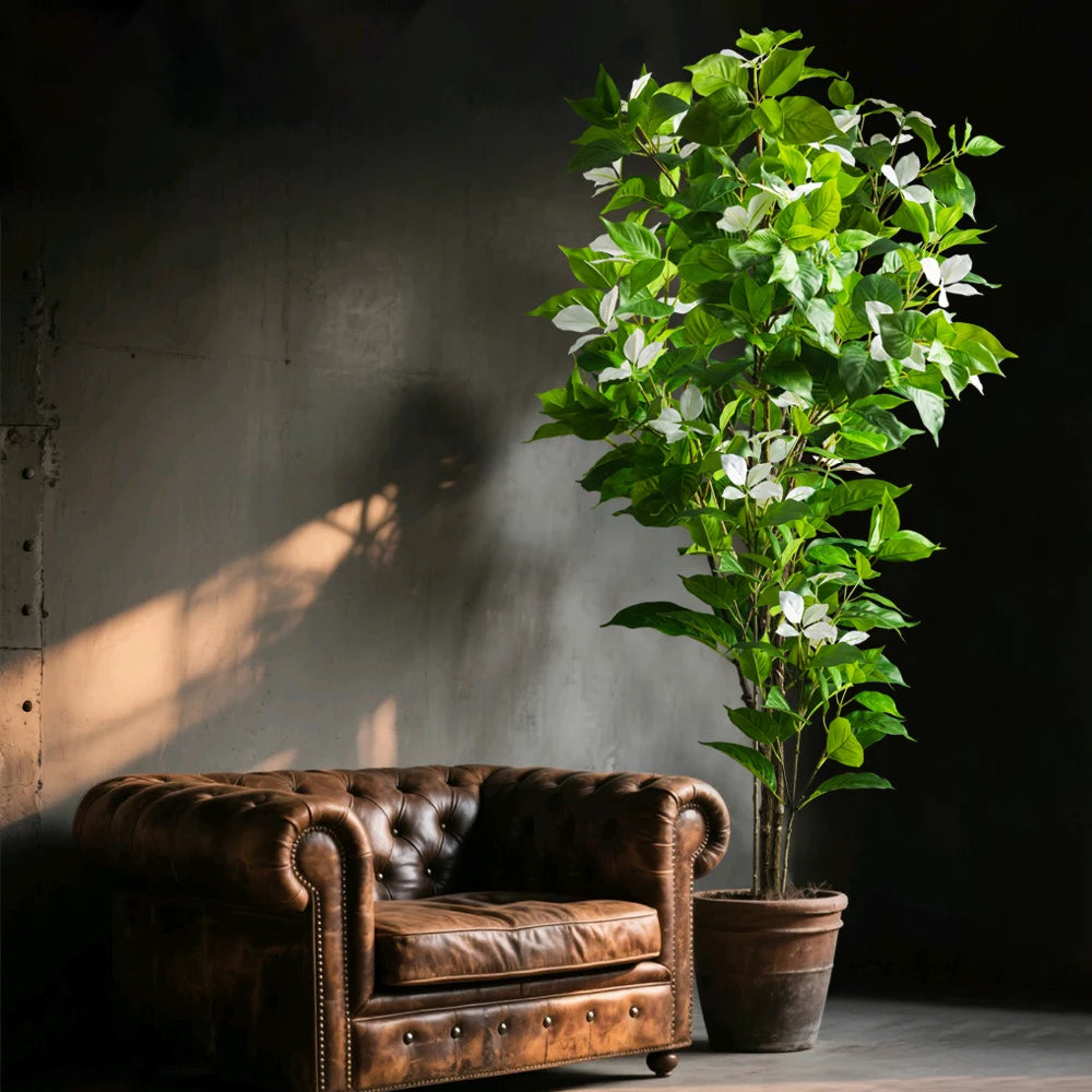 82-144Cm Large Artificial Ficus Tree Fake Magnolia Plants Branch Tall Banyan Tree Faux Nandina Tree Rubber for Home Garden Decor