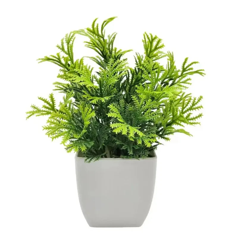 1PC Artificial Plant with Plastic Pot for Home Office Desk Living Room Bedroom Decor Fake Greenery No Maintenance Required