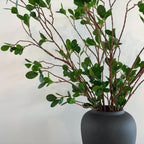 Matte Black Ceramic Vase Set with Milan Faux Stems