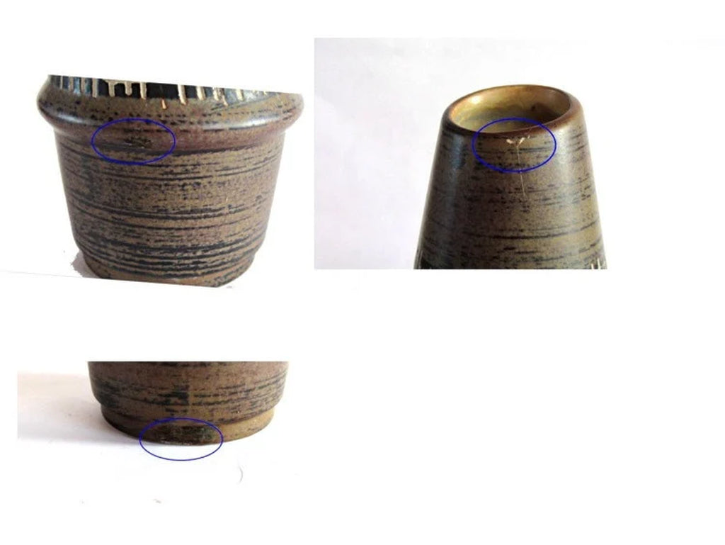 Ceramic Vase. Vintage Vase. Pottery Vase. Brown Pottery. Small Vase. Bud Vase. Brown Vase. Textured Vase. Diagonal Vase.