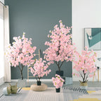 Home Decoration Artificial Cherry Tree Bonsai Wedding Indoor Living Room Floor Fake Plant with Basin Simulated Flower Decoration