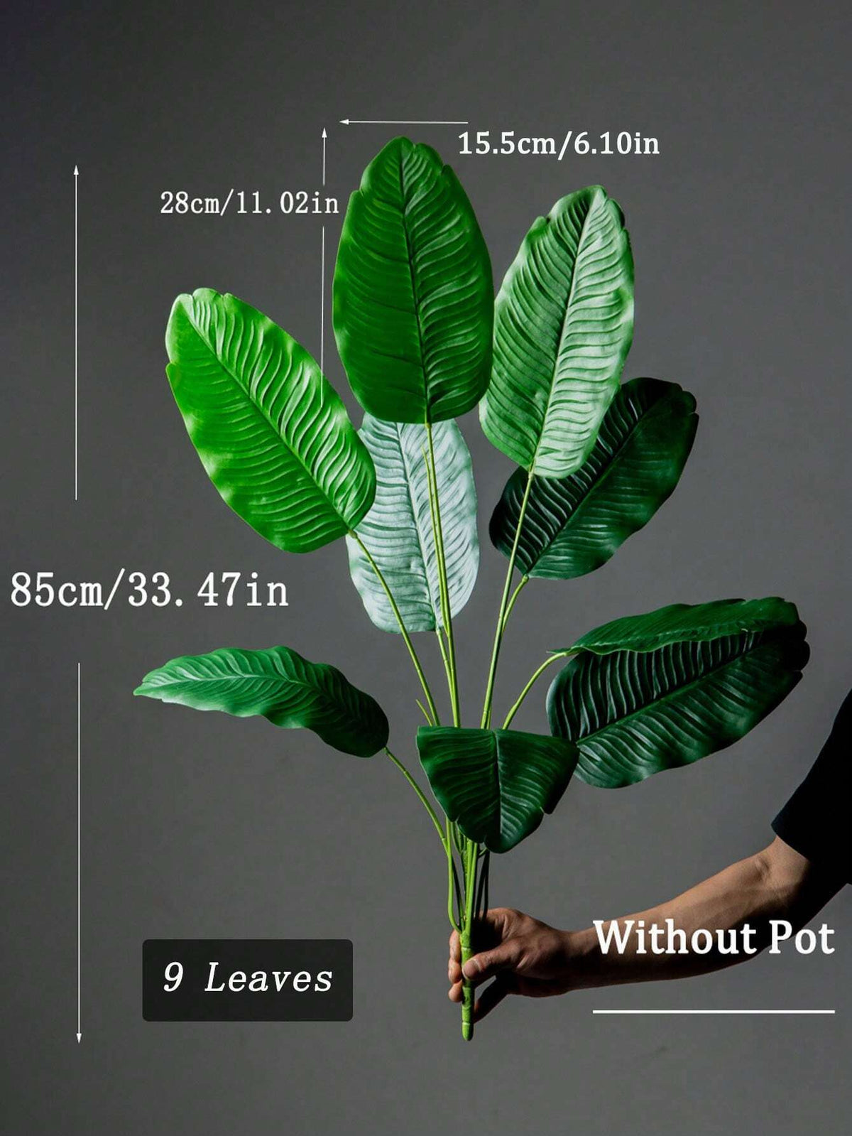 85-115Cm Tropical Artificial Plants, Large Fake Banana Tree, Plastic Bird of Paradise Plant Branches, Oversized Palm Leaves, for Home Garden Indoor Office Decor, excluding Planter, 1Pc